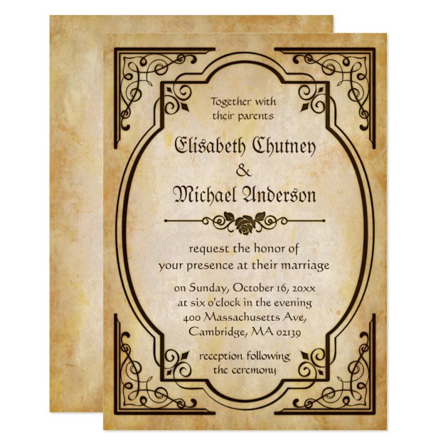 Antique Old Paper - Vintage Rustic Country Wedding Invitation
