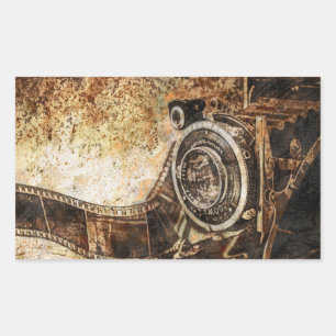 Antique Old Photo Camera Rectangular Sticker