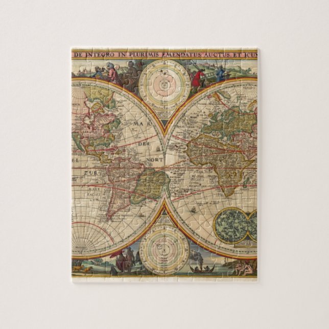 Antique old rare and historic world map jigsaw puzzle (Vertical)