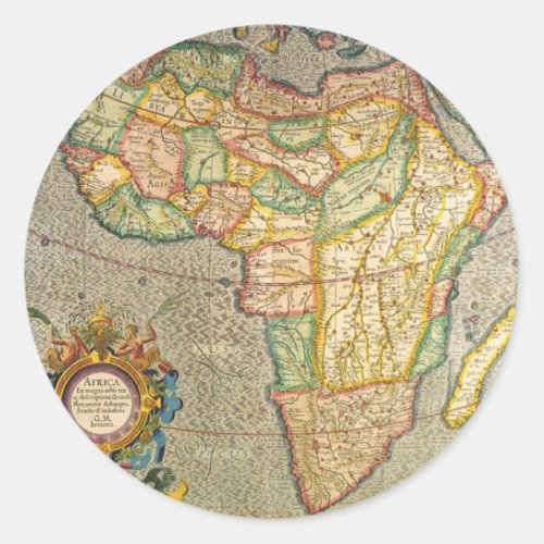 Antique Old World Gerardus Mercator Map of Africa Classic Round Sticker