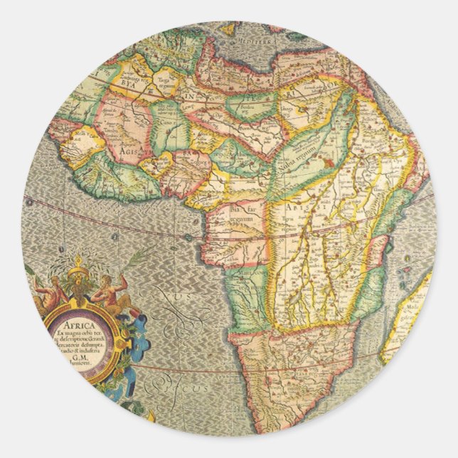Antique Old World Gerardus Mercator Map of Africa Classic Round Sticker (Front)