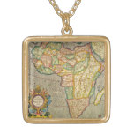 Antique Old World Gerardus Mercator Map of Africa Gold Plated Necklace