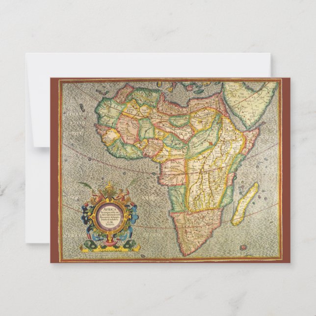 Antique Old World Gerardus Mercator Map of Africa Invitation (Front)