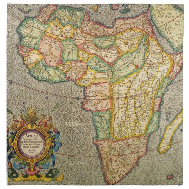 Antique Old World Gerardus Mercator Map of Africa Napkin (Front)