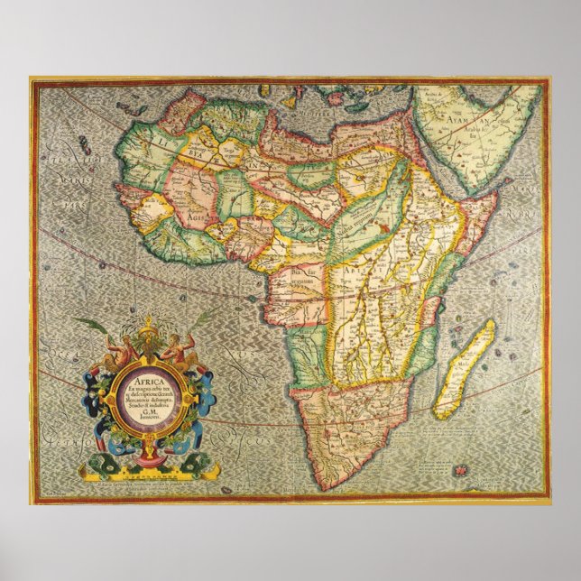 Antique Old World Gerardus Mercator Map of Africa Poster (Front)