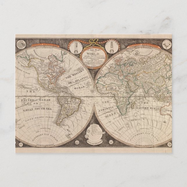 Antique Old World Map 1799 Postcard (Front)