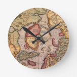 Antique Old World Map, Arctic North Pole, 1595 Round Clock