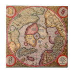Antique Old World Map, Arctic North Pole, 1595 Tile