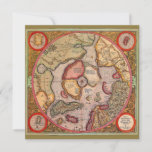 Antique Old World Map Arctic North Pole Invitation