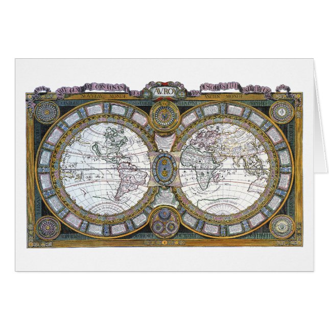 Antique Old World Map by Claude Auguste Berey Cards (Front Horizontal)