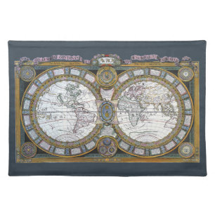 Antique Old World Map by Claude Auguste Berey Cloth Placemat