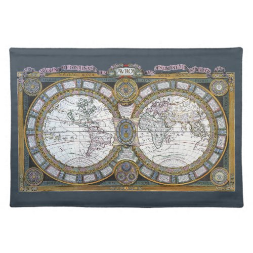 Antique Old World Map by Claude Auguste Berey Cloth Placemat