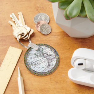 Antique Old World Map by Claude Auguste Berey Keychain