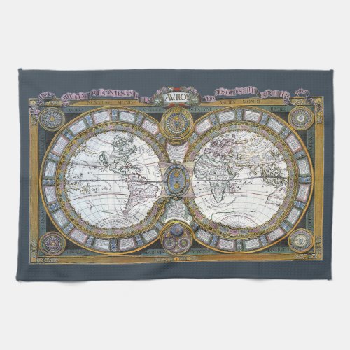 Antique Old World Map by Claude Auguste Berey Kitchen Towel