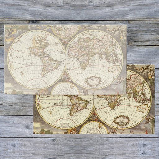 Customizable Antique World Map, c. 1680. By Frederick de Wit Business Cards