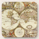 Antique Old World Map by Frederick de Wit, c. 1680 Beverage Coaster