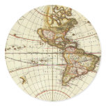 Antique Old World Map by Frederick de Wit, c. 1680 Classic Round Sticker