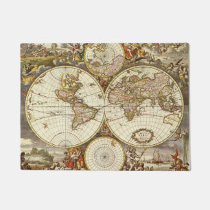 Antique Old World Map by Frederick de Wit, c. 1680 Doormat