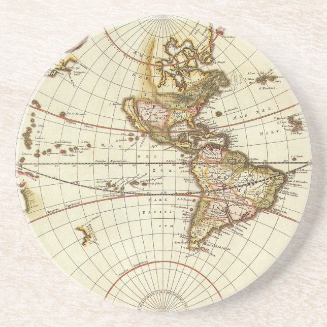 Antique Old World Map by Frederick de Wit, c. 1680 Drink Coaster (Front)