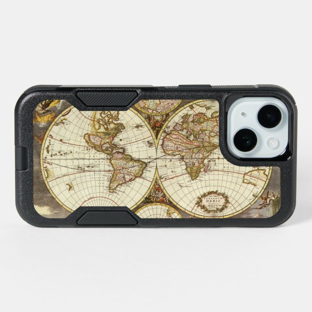Antique Old World Map by Frederick de Wit, c. 1680 iPhone 15 Case (Back Horizontal)