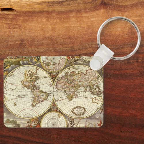 Antique Old World Map by Frederick de Wit c 1680 Keychain