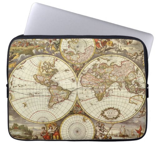 Antique Old World Map by Frederick de Wit c 1680 Laptop Sleeve