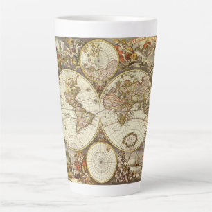 Antique Old World Map by Frederick de Wit, c. 1680 Latte Mug