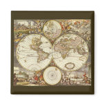 Antique Old World Map by Frederick de Wit, c. 1680 Magnet