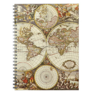 Antique Old World Map by Frederick de Wit, c. 1680 Notebook