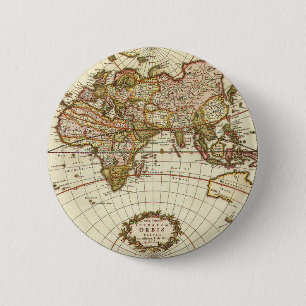 Antique Old World Map by Frederick de Wit, c. 1680 Pinback Button