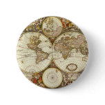 Antique Old World Map by Frederick de Wit, c. 1680 Pinback Button