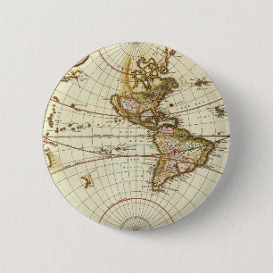 Antique Old World Map by Frederick de Wit, c. 1680 Pinback Button