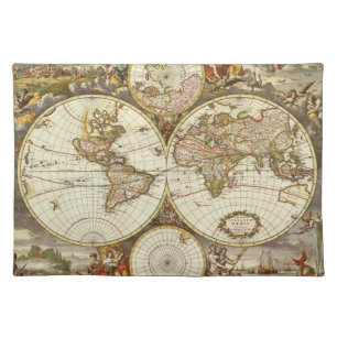 Antique Old World Map by Frederick de Wit, c. 1680 Placemat
