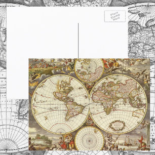 Antique Old World Map by Frederick de Wit, c. 1680 Postcard