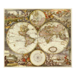 Antique Old World Map by Frederick de Wit, c. 1680 Poster