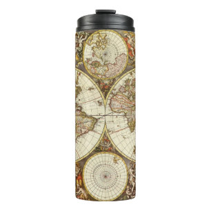 Antique Old World Map by Frederick de Wit, c. 1680 Thermal Tumbler