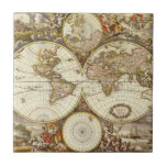 Antique Old World Map by Frederick de Wit, c. 1680 Tile