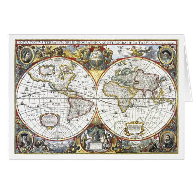 Antique Old World Map by Hendrik Hondius, 1630 (Front Horizontal)