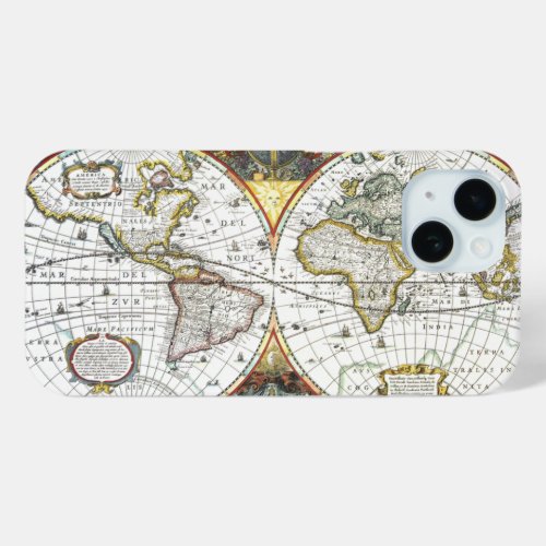 Antique Old World Map by Hendrik Hondius 1630 iPhone 15 Case