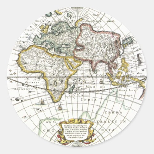 Antique Old World Map by Hendrik Hondius 1630 Classic Round Sticker