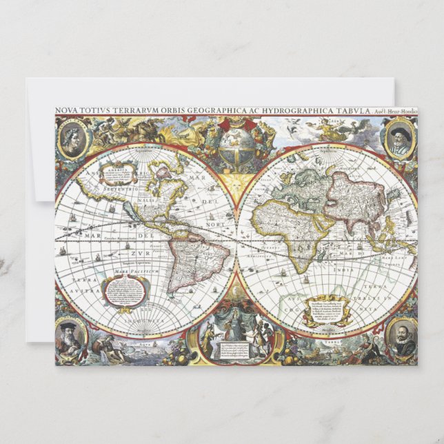 Antique Old World Map by Hendrik Hondius, 1630 Invitation (Front)