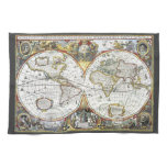 Antique Old World Map by Hendrik Hondius, 1630 Kitchen Towel