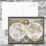 Antique Old World Map by Hendrik Hondius, 1630 Postcard