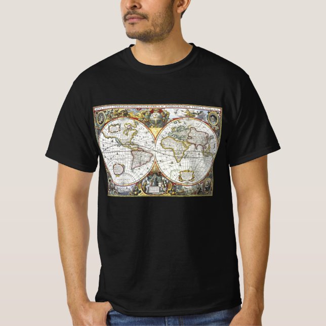 Antique Old World Map by Hendrik Hondius, 1630 T-Shirt (Front)