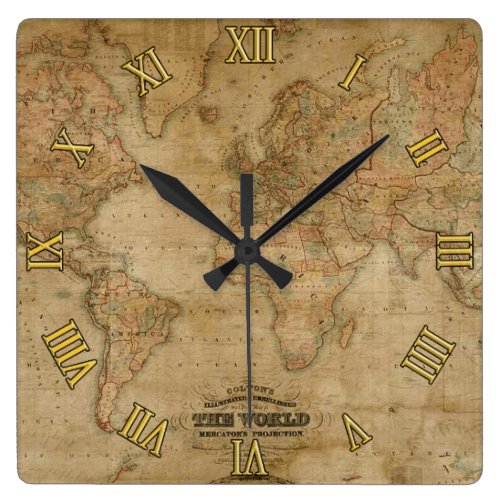 Antique Old World Map History Designer Clock