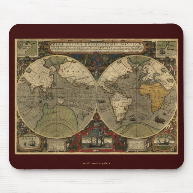 Antique Old World Map Mouse Pad (Front)