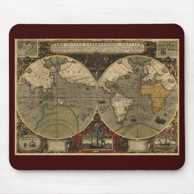Antique Old World Map Mouse Pad (Front)