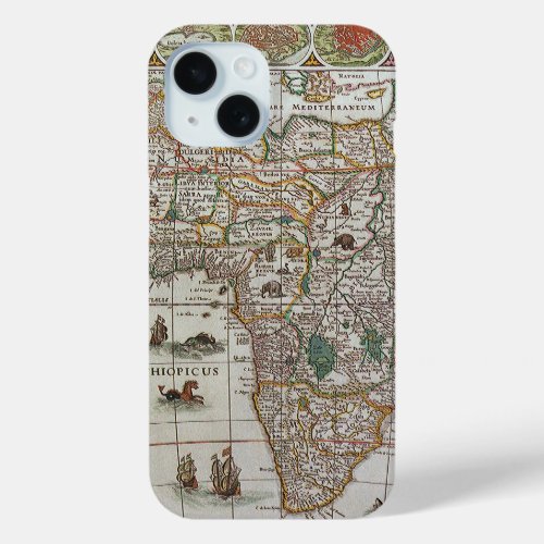 Antique Old World Map of Africa by Blaeu c1635 iPhone 15 Case