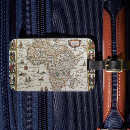 Antique Old World Map of Africa by Blaeu c1635 Luggage Tag