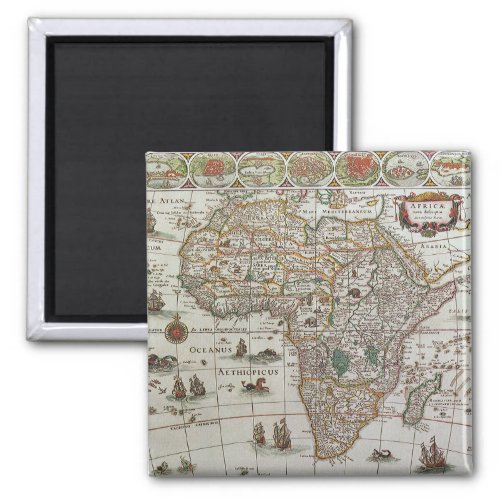 Antique Old World Map of Africa by Blaeu c1635 Magnet